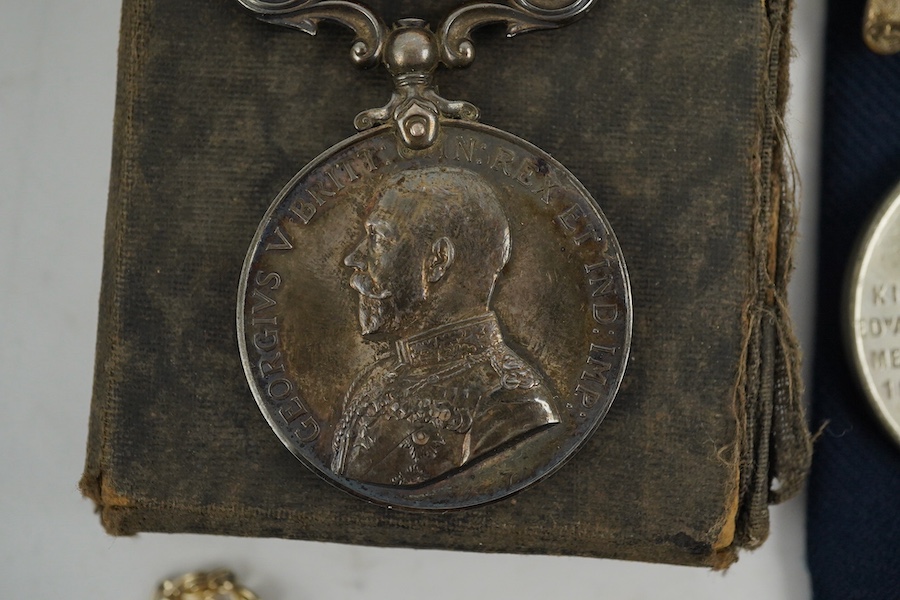 A First World War George V Bravery in the field medal awarded to CPL. R.E. Cox 11th Royal Sussex, a Second World War trio and miniatures, a Masonic medal, etc. (11). Condition - fair to good.